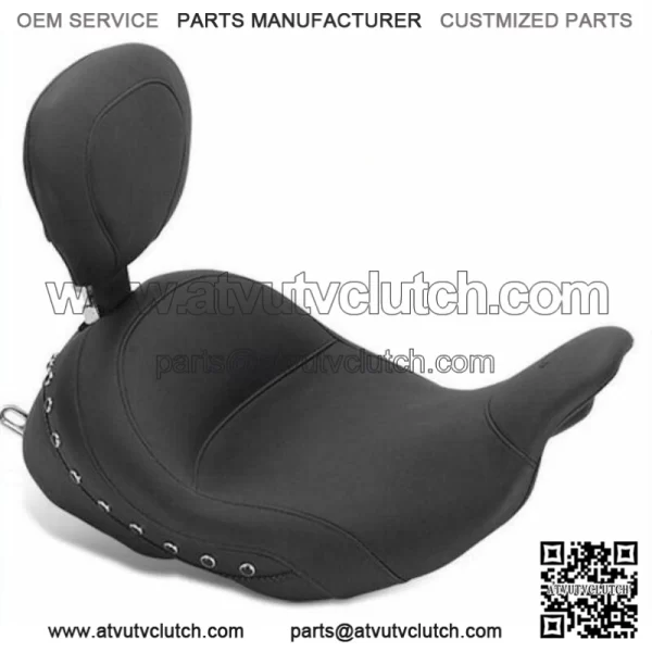 Mustang LowDown Vintage Solo Seat w/ Backrest Black Studs 09-2017 Harley Touring (For: Harley-Davidson)