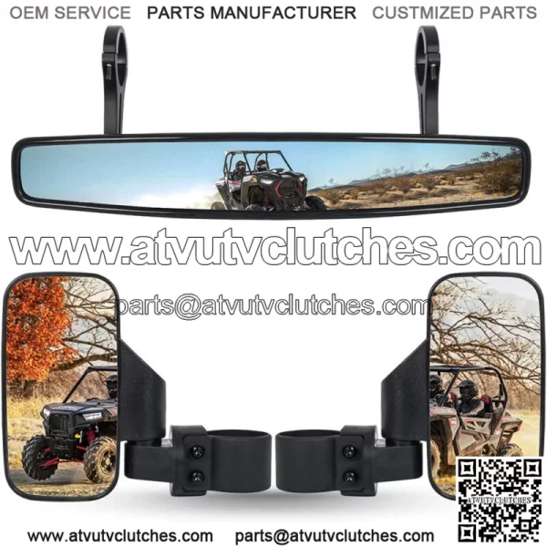 Wide Rear View Side Mirrors Set For Polaris Ranger RZR XP Crew 570 800 900 1000 (Fits: Yamaha Rhino 660)