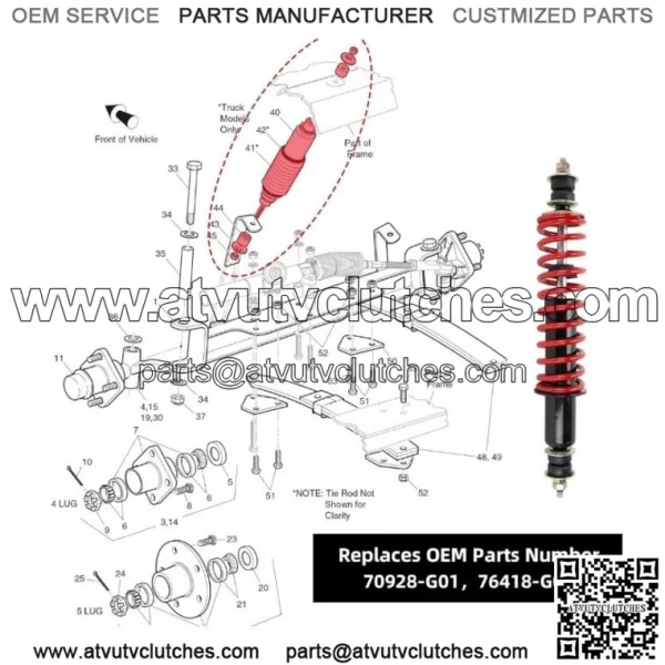 Golf Cart Front/Rear Shock Absorber Kit Heavy Duty Coil Over Shocks - Image 2