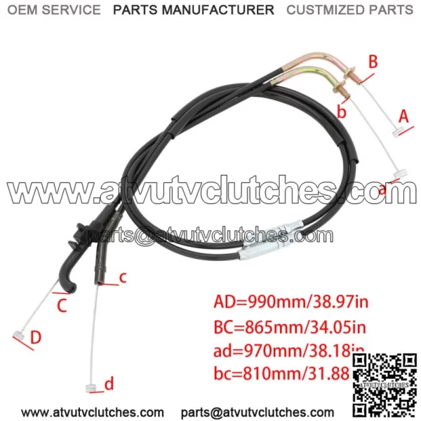 Motorcycle Pull & Push Throttle Cable Wire for Kawasaki Z1000 2003-2006 04 05 (For: Kawasaki) - Image 2