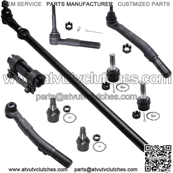 4WD Front 9pc Suspension Kit for 05-16 Ford F-250 F-350 Super Duty 4 Ball Joints 2 Outer Tie Rods 1 Outer Steering Tie Rod at Pitman Arm 1 Adjustment Sleeve 1 Center Link Replacement