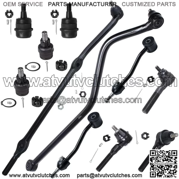 Front 11pc Suspension Kit for 1997-2006 Jeep Wrangler TJ, 4 Ball Joints 3 Tie Rods 2 Sway Bars 1 Drag Link 1 Track Bar 1998 1999 2000 2001 2002 2003 2004 2005 Replacement