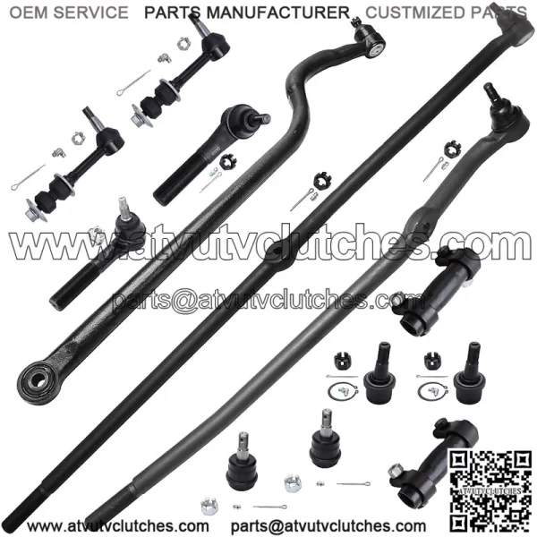 4WD Front 13pc Suspension Kit for 2000 2001 2002 Dodge Ram 2500 3500, 4 Upper & Lower Ball Joints, 4 Inner & Outer Tie Rods, 2 Sway Bars, 2 Adjusting Sleeves, 1 Track Bar, Replacement