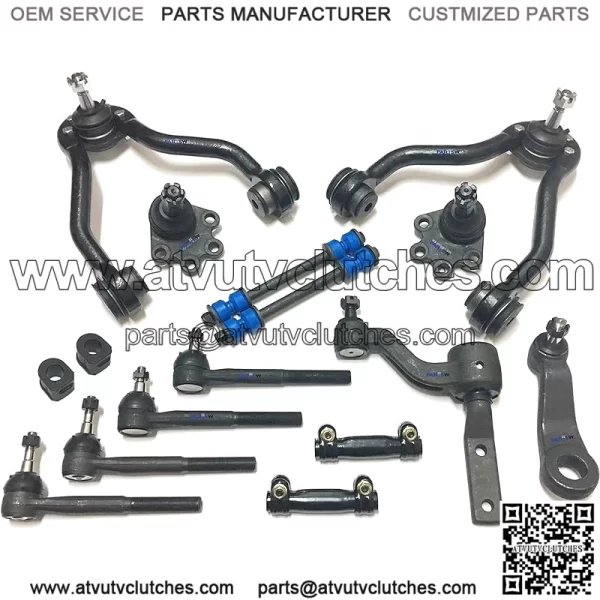 PartsW -16 Pc Complete Suspension Kit Adjusting Sleeves, Tie Rod Ends, Lower Ball Joints (Bolt On Types), Idler & Pitman Arms, Sway Bar End Links, Upper Control Arms