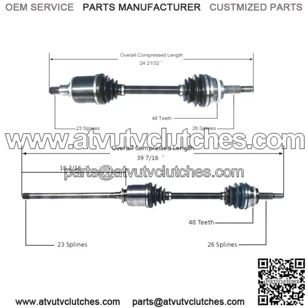 Pair Set of 2 Front CV Axle Shafts For Toyota Highlander AWD 2001-2007 (For: Toyota)