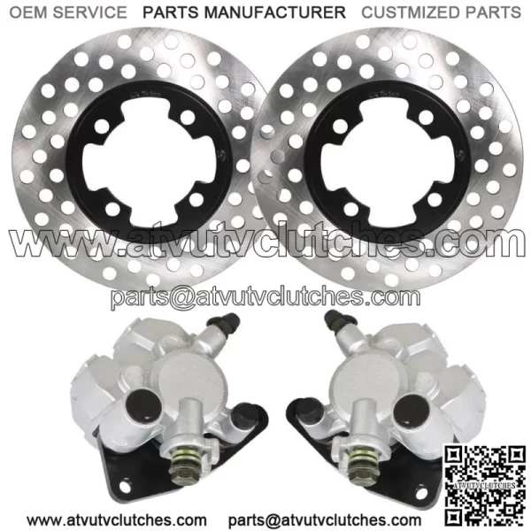 Front Brake Calipers +Brake Rotors For 2007-2012 Yamaha Grizzly 350 YFM350G NEW