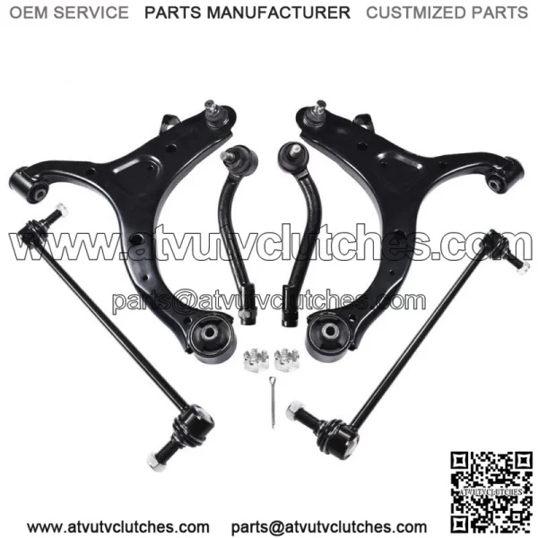 6pc Suspension Kit Front Control Arm Sway Bar Tierod For 07-12 Hyundai Santa Fe